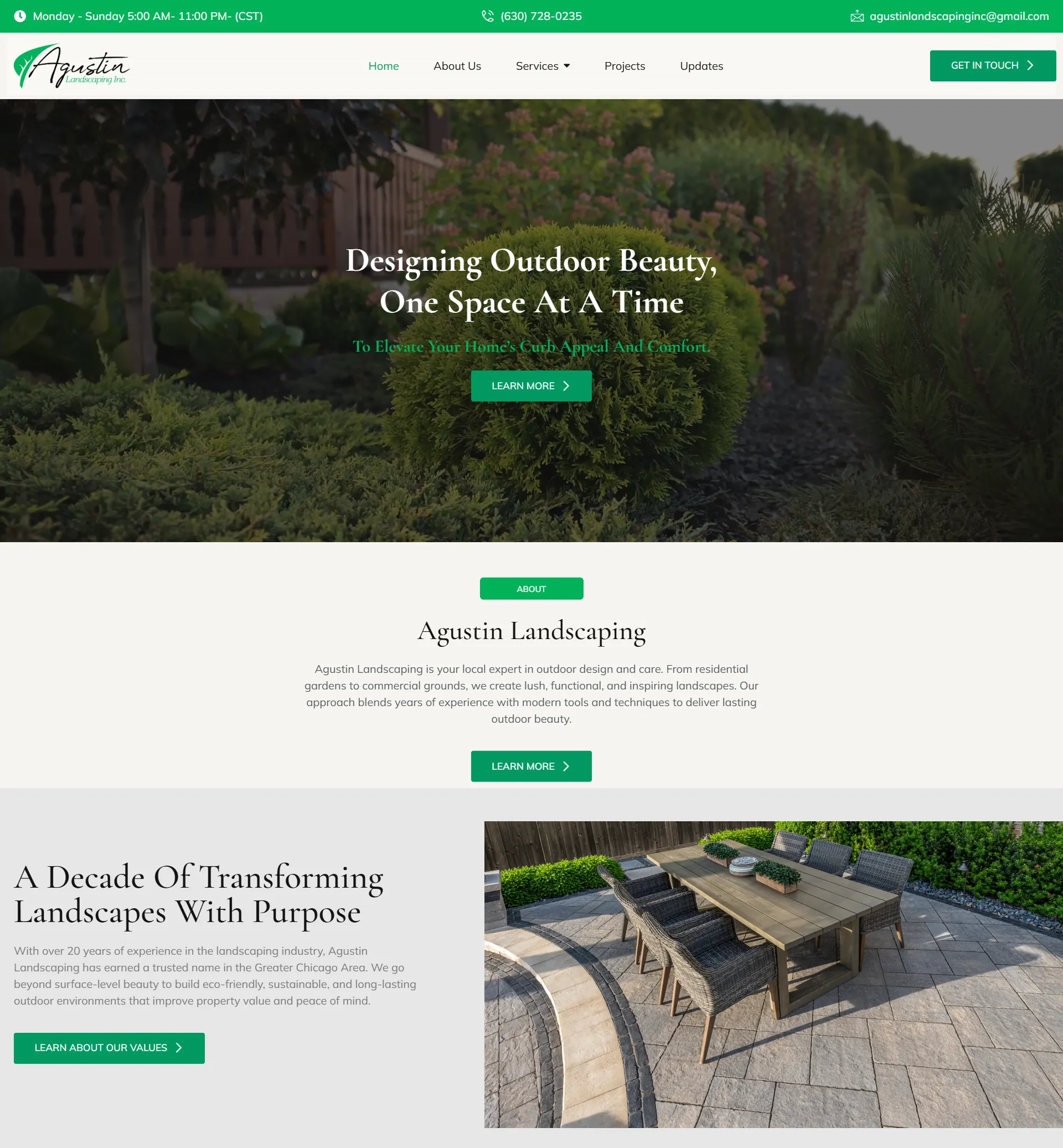 Agustin Landscaping Landscaping & Home Services Website Design Service Pages Project Showcase Contact Flow Local Business Website by MetaMalistic